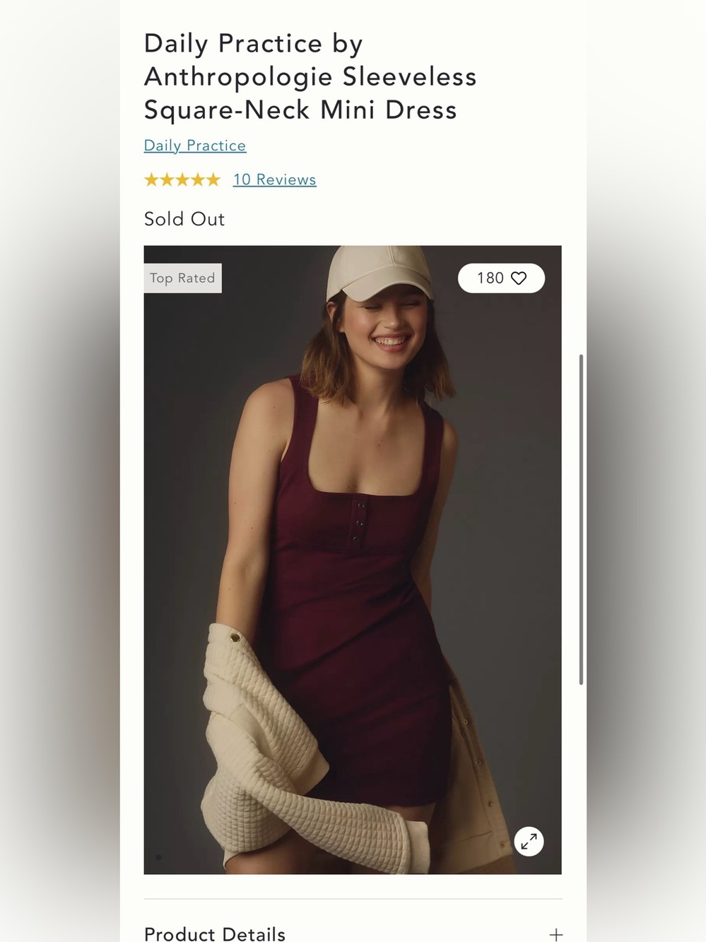 Daily Practice Square-Neck Tank Mini Dress - Burgundy